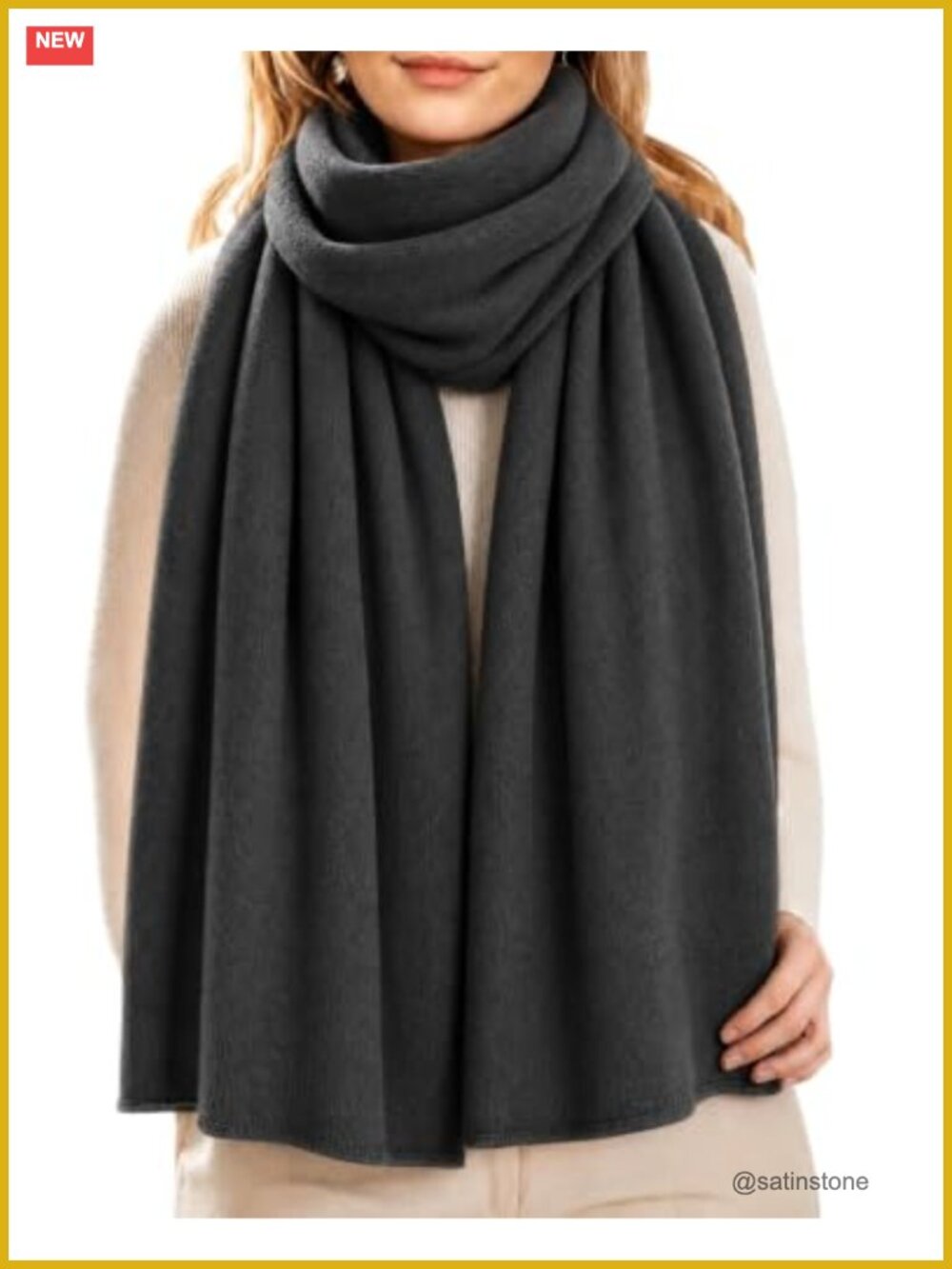 Wool Blend Pashmina Shawl Wrap Chunky Blanket Scarf Large